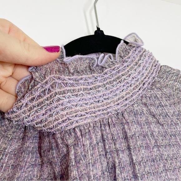 Adam Lippes New York Smocked Waist Dress in Printed Chiffon Lavender Multi NWT - Picture 6 of 12